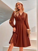 Swiss Dot Long Sleeve Surplice Dress